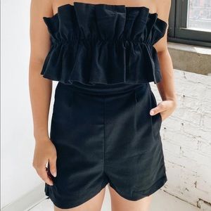Black Strapless Romper